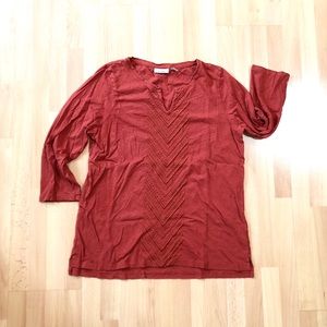 L. L. Bean 3/4 sleeve embroidered shirt